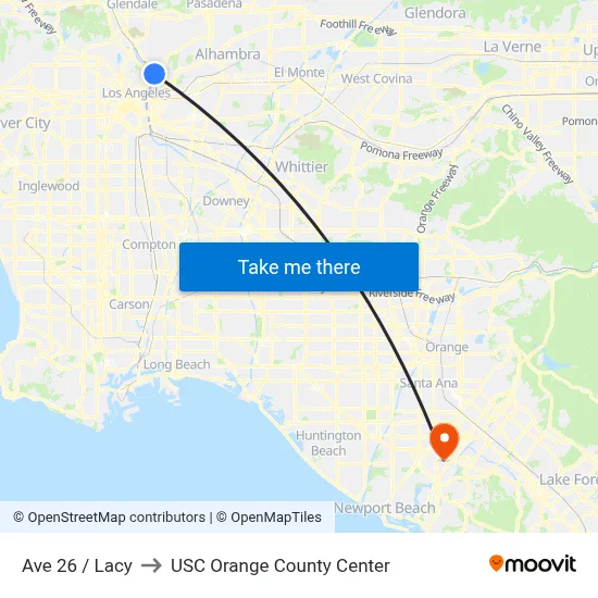Ave 26 / Lacy to USC Orange County Center map