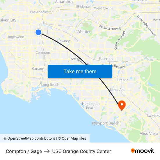 Compton / Gage to USC Orange County Center map