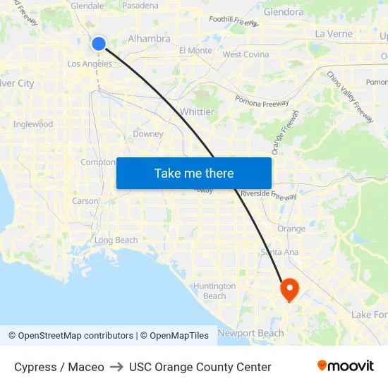 Cypress / Maceo to USC Orange County Center map
