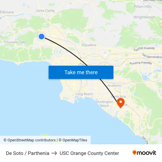 De Soto / Parthenia to USC Orange County Center map