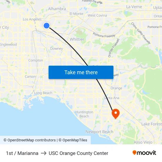1st / Marianna to USC Orange County Center map