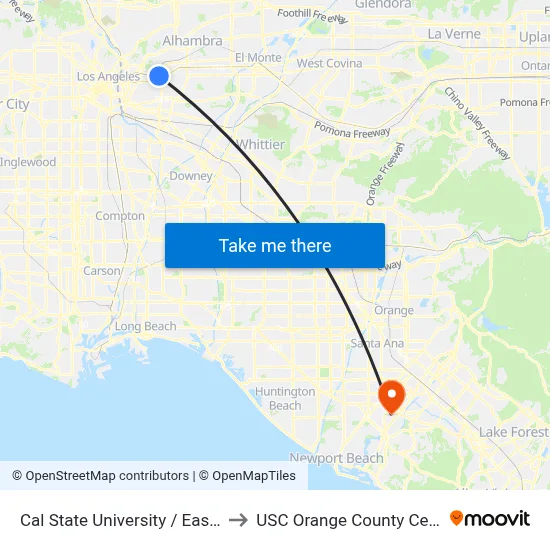 Cal State University / Eastern to USC Orange County Center map