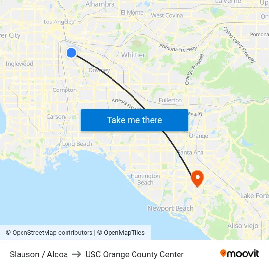 Slauson / Alcoa to USC Orange County Center map
