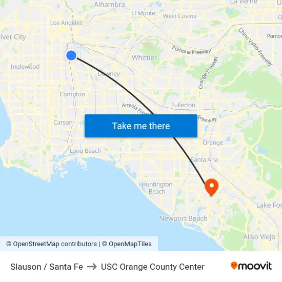 Slauson / Santa Fe to USC Orange County Center map