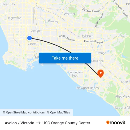 Avalon / Victoria to USC Orange County Center map
