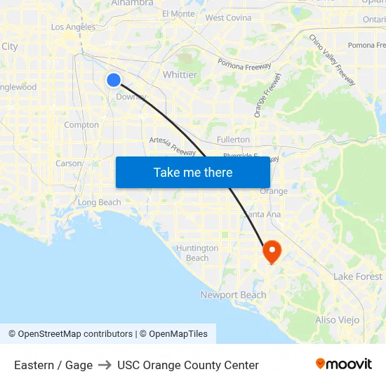 Eastern / Gage to USC Orange County Center map
