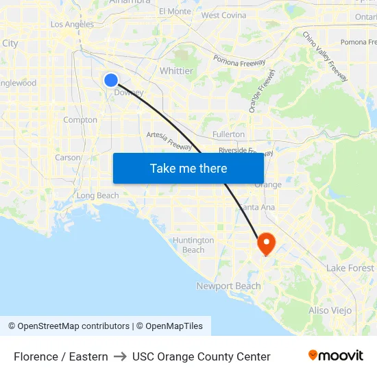 Florence / Eastern to USC Orange County Center map