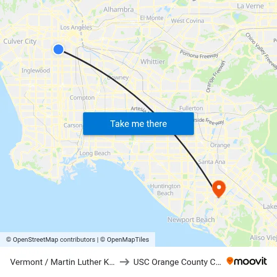 Vermont / Martin Luther King Jr to USC Orange County Center map