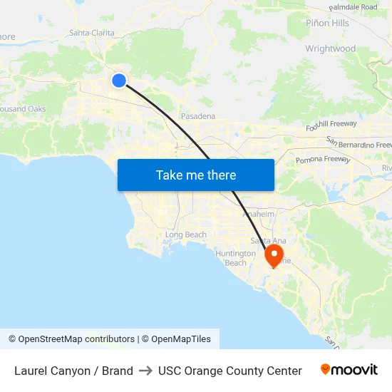 Laurel Canyon / Brand to USC Orange County Center map