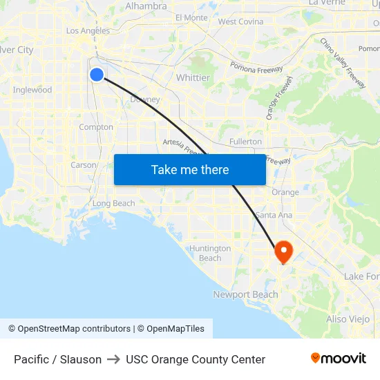 Pacific / Slauson to USC Orange County Center map