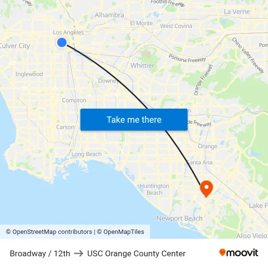 Broadway / 12th to USC Orange County Center map