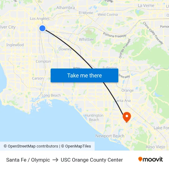 Santa Fe / Olympic to USC Orange County Center map