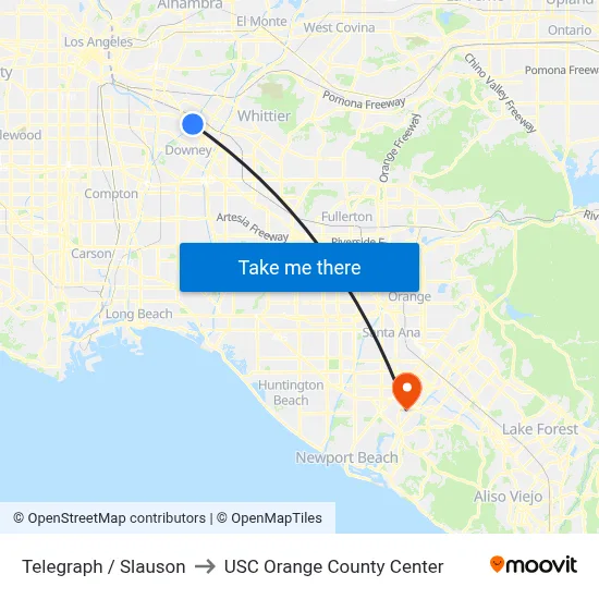 Telegraph / Slauson to USC Orange County Center map