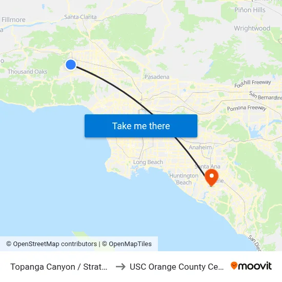 Topanga Canyon / Strathern to USC Orange County Center map