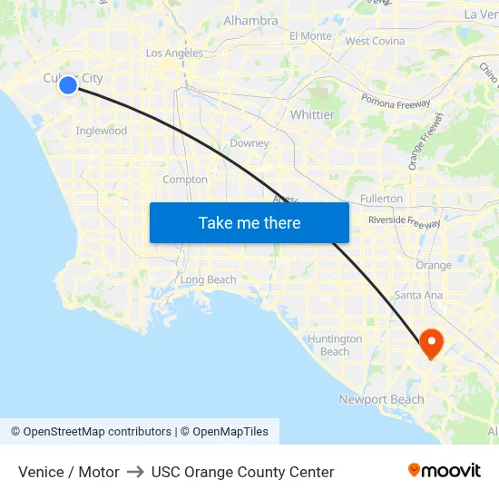 Venice / Motor to USC Orange County Center map
