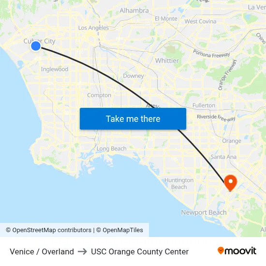 Venice / Overland to USC Orange County Center map