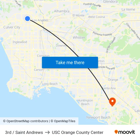 3rd / Saint Andrews to USC Orange County Center map