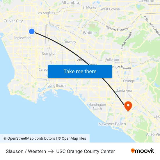 Slauson / Western to USC Orange County Center map
