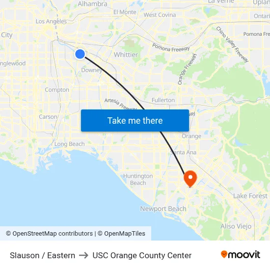 Slauson / Eastern to USC Orange County Center map