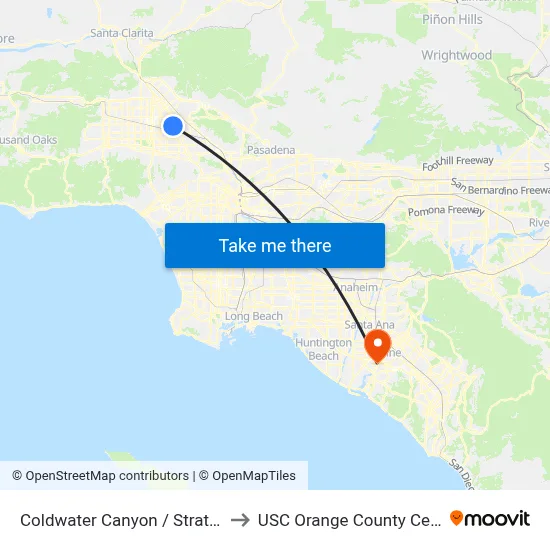 Coldwater Canyon / Strathern to USC Orange County Center map