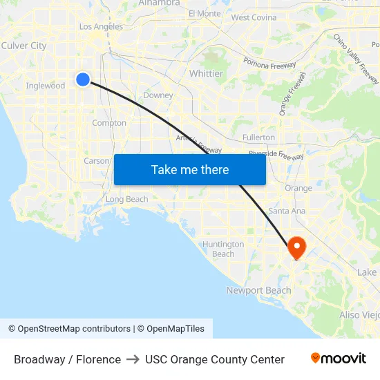 Broadway / Florence to USC Orange County Center map