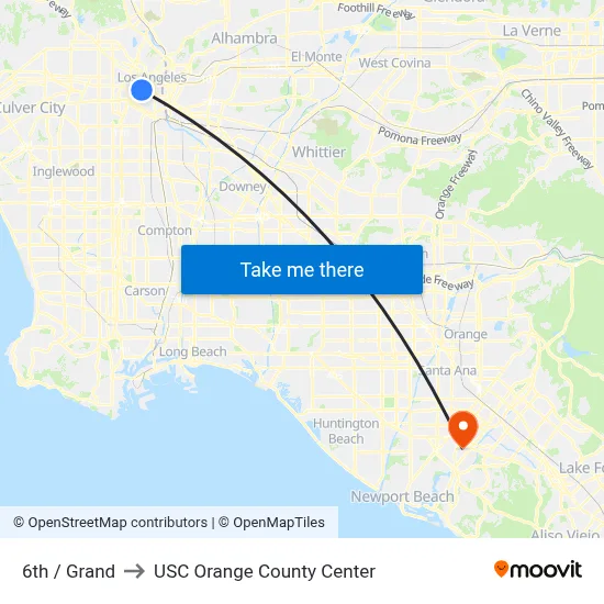 6th / Grand to USC Orange County Center map