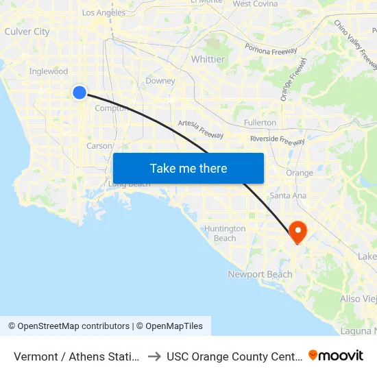 Vermont / Athens Station to USC Orange County Center map