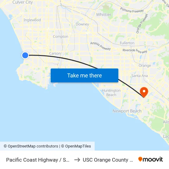 Pacific Coast Highway / Sapphire to USC Orange County Center map