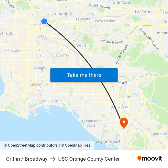 Griffin / Broadway to USC Orange County Center map