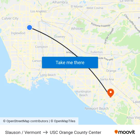 Slauson / Vermont to USC Orange County Center map