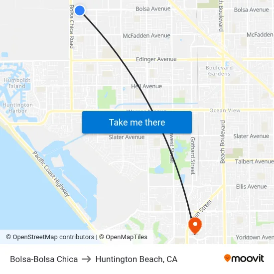 Bolsa-Bolsa Chica to Huntington Beach, CA map