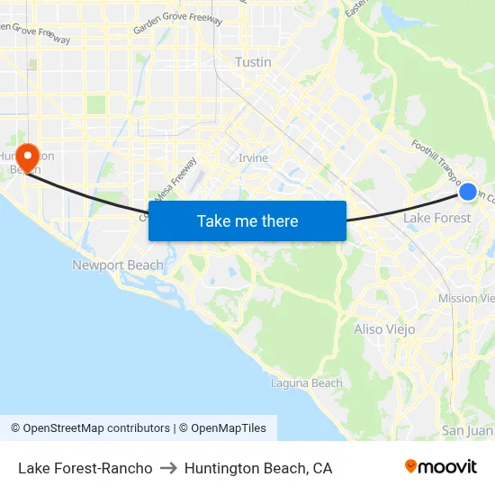 Lake Forest-Rancho to Huntington Beach, CA map
