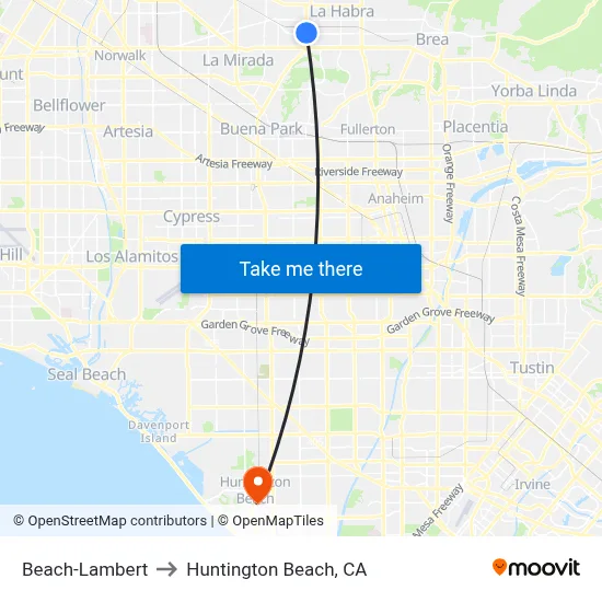 Beach-Lambert to Huntington Beach, CA map