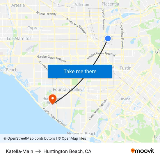 Katella-Main to Huntington Beach, CA map