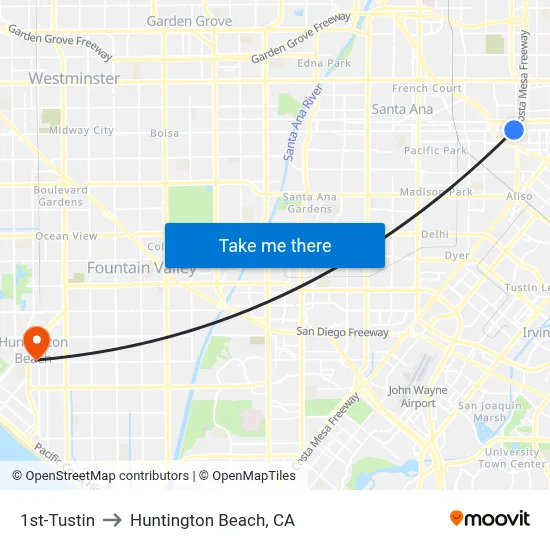 1st-Tustin to Huntington Beach, CA map