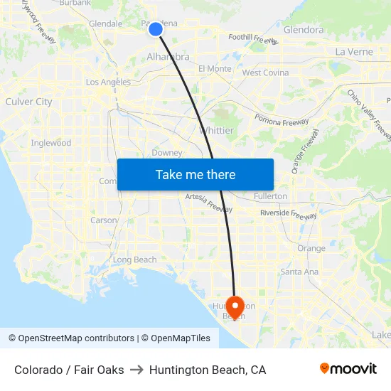 Colorado / Fair Oaks to Huntington Beach, CA map