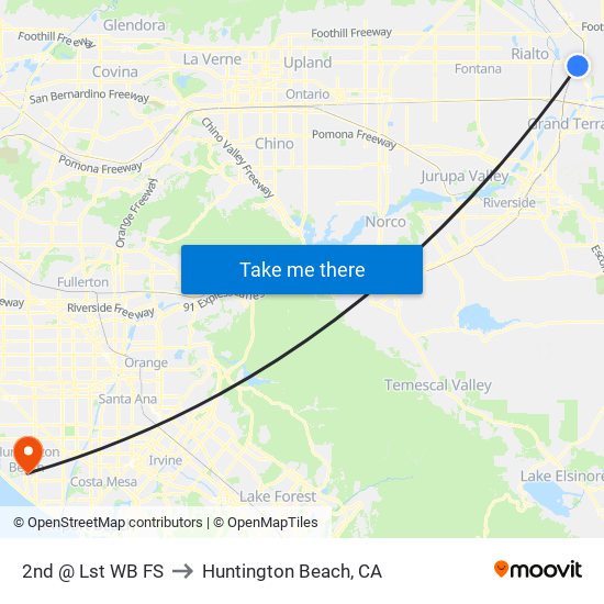 2nd @ Lst WB FS to Huntington Beach, CA map