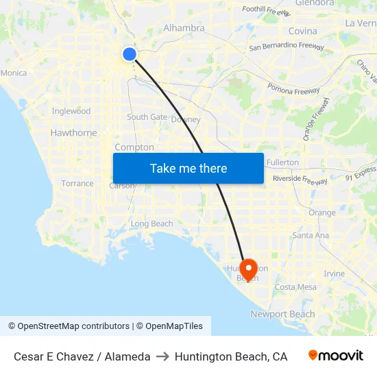 Cesar E Chavez / Alameda to Huntington Beach, CA map