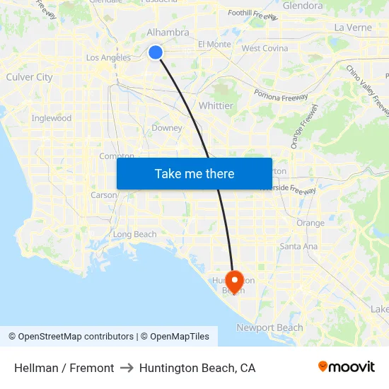 Hellman / Fremont to Huntington Beach, CA map