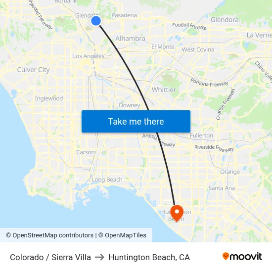 Colorado / Sierra Villa to Huntington Beach, CA map