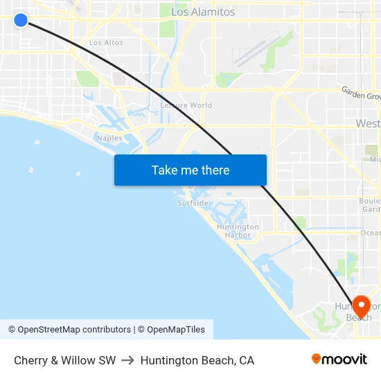 Cherry & Willow SW to Huntington Beach, CA map