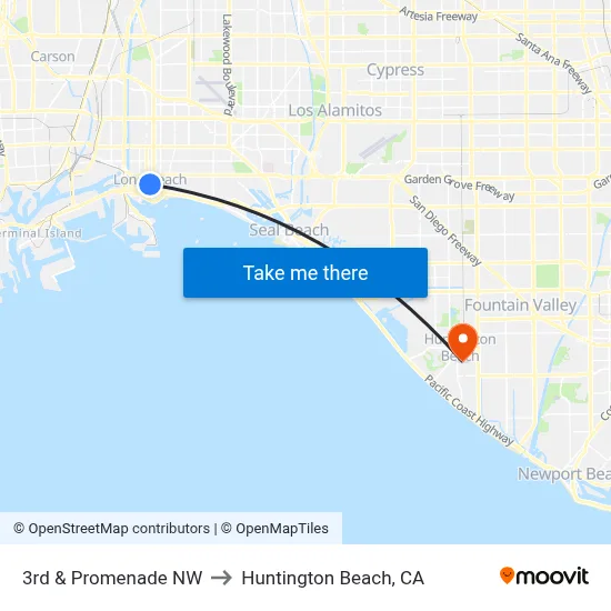 3rd & Promenade NW to Huntington Beach, CA map