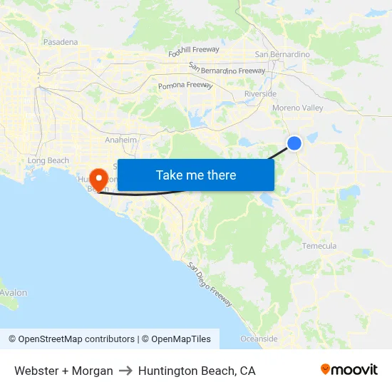 Webster + Morgan to Huntington Beach, CA map