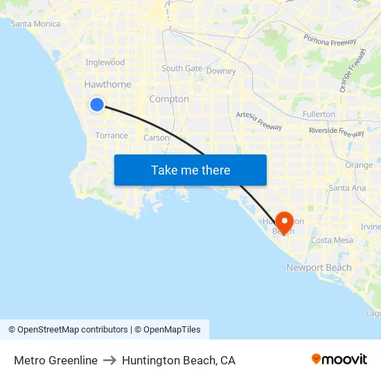 Metro Greenline to Huntington Beach, CA map