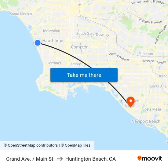 Grand Ave. / Main St. to Huntington Beach, CA map
