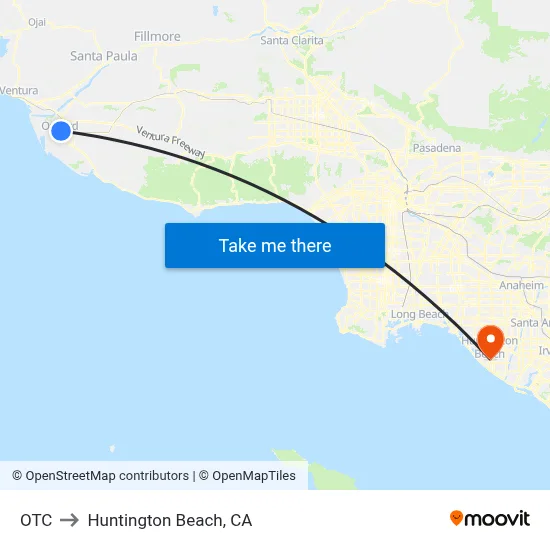 OTC to Huntington Beach, CA map