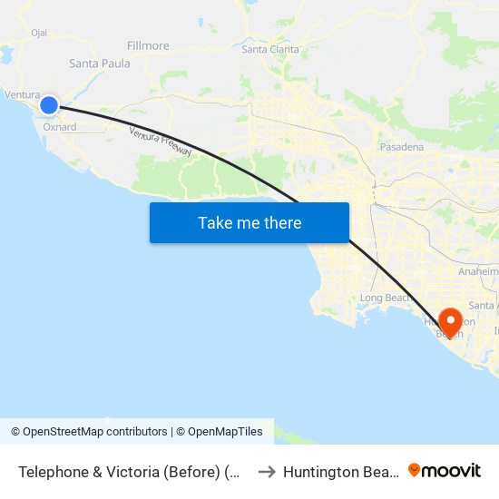 Telephone & Victoria (Before) (Westbound) to Huntington Beach, CA map