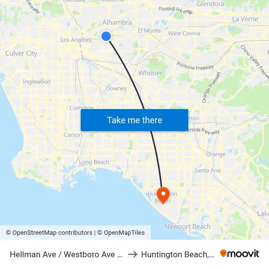 Hellman Ave / Westboro Ave (EB) to Huntington Beach, CA map