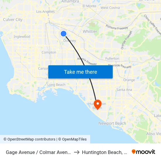 Gage Avenue / Colmar Avenue to Huntington Beach, CA map