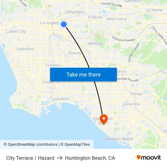 City Terrace / Hazard to Huntington Beach, CA map